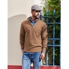 COOFANDY Men’s Quarter Zip Pullover Dress Regular Fit Mock Neck Sweater(Light Brown)