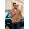 COOFANDY Men’s Quarter Zip Pullover Dress Regular Fit Mock Neck Sweater(Light Brown)