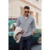 COOFANDY Men’s Quarter Zip Pullover Dress Regular Fit Mock Neck Sweater(Light Grey)