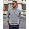COOFANDY Men’s Quarter Zip Pullover Dress Regular Fit Mock Neck Sweater(Light Grey)