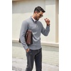 COOFANDY Men’s Quarter Zip Pullover Dress Regular Fit Mock Neck Sweater(Light Grey)
