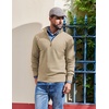 COOFANDY Men’s Quarter Zip Pullover Dress Regular Fit Mock Neck Sweater(Light Khaki)