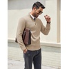 COOFANDY Men’s Quarter Zip Pullover Dress Regular Fit Mock Neck Sweater(Light Khaki)