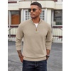 COOFANDY Men’s Quarter Zip Pullover Dress Regular Fit Mock Neck Sweater(Light Khaki)