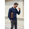 COOFANDY Men’s Quarter Zip Pullover Dress Regular Fit Mock Neck Sweater(Navy Blue)