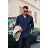 COOFANDY Men’s Quarter Zip Pullover Dress Regular Fit Mock Neck Sweater(Navy Blue)