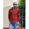COOFANDY Men’s Quarter Zip Pullover Dress Regular Fit Mock Neck Sweater(Red)