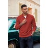 COOFANDY Men’s Quarter Zip Pullover Dress Regular Fit Mock Neck Sweater(Red)