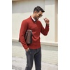 COOFANDY Men’s Quarter Zip Pullover Dress Regular Fit Mock Neck Sweater(Red)