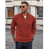 COOFANDY Men’s Quarter Zip Pullover Dress Regular Fit Mock Neck Sweater(Red)