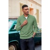 COOFANDY Men’s Quarter Zip Pullover Dress Regular Fit Mock Neck Sweater(Sage Green)