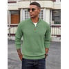 COOFANDY Men’s Quarter Zip Pullover Dress Regular Fit Mock Neck Sweater(Sage Green)