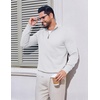 COOFANDY Men’s Quarter Zip Pullover Dress Regular Fit Mock Neck Sweater(White)