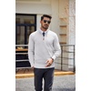 COOFANDY Men’s Quarter Zip Pullover Dress Regular Fit Mock Neck Sweater(White)