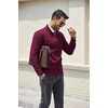 COOFANDY Men’s Quarter Zip Pullover Dress Regular Fit Mock Neck Sweater(Wine Red)