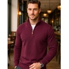 COOFANDY Men’s Quarter Zip Pullover Dress Regular Fit Mock Neck Sweater(Wine Red)