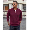 COOFANDY Men’s Quarter Zip Pullover Dress Regular Fit Mock Neck Sweater(Wine Red)