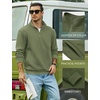 COOFANDY Mens Quarter Zip Pullover Sweatshirt Fleece Mock Neck with Pocket(Army Green)