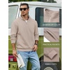 COOFANDY Mens Quarter Zip Pullover Sweatshirt Fleece Mock Neck with Pocket(Khaki)