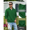 COOFANDY Mens Quarter Zip Pullover Sweatshirt Fleece Mock Neck with Pocket(Lake Green)