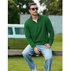 COOFANDY Mens Quarter Zip Pullover Sweatshirt Fleece Mock Neck with Pocket(Lake Green)