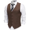 COOFANDY Mens Suit Vest Business Casual Dress Vest Wedding Prom Waistcoat(Brown)
