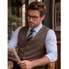 COOFANDY Mens Suit Vest Business Casual Dress Vest Wedding Prom Waistcoat(Brown)