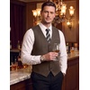 COOFANDY Mens Suit Vest Business Casual Dress Vest Wedding Prom Waistcoat(Brown)