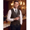 COOFANDY Mens Suit Vest Business Casual Dress Vest Wedding Prom Waistcoat(Coffee)