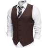 COOFANDY Mens Suit Vest Business Casual Dress Vest Wedding Prom Waistcoat(Coffee)