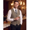 COOFANDY Mens Suit Vest Business Casual Dress Vest Wedding Prom Waistcoat(Khaki)