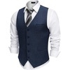 COOFANDY Mens Suit Vest Business Casual Dress Vest Wedding Prom Waistcoat(Navy Blue)