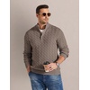 COOFANDY Mens Sweater Cable Knit V Neck Quarter Button Henley Long Sleeve(Ash Brown)