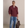 COOFANDY Mens Sweater Cable Knit V Neck Quarter Button Henley Long Sleeve(Burgundy)