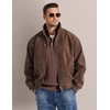 COOFANDY Mens Sweater Cable Knit V Neck Quarter Button Henley Long Sleeve(Caramel)