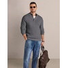 COOFANDY Mens Sweater Cable Knit V Neck Quarter Button Henley Long Sleeve(Dark Gray)