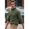 COOFANDY Men’s Sweater Crewneck Pullover Waffle Knit Long Sleeve Sweaters(Army Green)