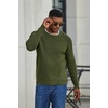 COOFANDY Men’s Sweater Crewneck Pullover Waffle Knit Long Sleeve Sweaters(Army Green)