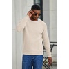 COOFANDY Men’s Sweater Crewneck Pullover Waffle Knit Long Sleeve Sweaters(Beige)