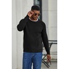 COOFANDY Men’s Sweater Crewneck Pullover Waffle Knit Long Sleeve Sweaters(Black)