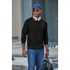 COOFANDY Men’s Sweater Crewneck Pullover Waffle Knit Long Sleeve Sweaters(Black)