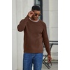COOFANDY Men’s Sweater Crewneck Pullover Waffle Knit Long Sleeve Sweaters(Brown)