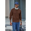 COOFANDY Men’s Sweater Crewneck Pullover Waffle Knit Long Sleeve Sweaters(Brown)