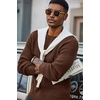 COOFANDY Men’s Sweater Crewneck Pullover Waffle Knit Long Sleeve Sweaters(Brown)