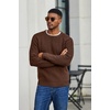 COOFANDY Men’s Sweater Crewneck Pullover Waffle Knit Long Sleeve Sweaters(Brown)