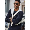 COOFANDY Men’s Sweater Crewneck Pullover Waffle Knit Long Sleeve Sweaters(Dark Blue)