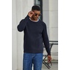 COOFANDY Men’s Sweater Crewneck Pullover Waffle Knit Long Sleeve Sweaters(Dark Blue)