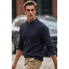 COOFANDY Men’s Sweater Crewneck Pullover Waffle Knit Long Sleeve Sweaters(Dark Blue)