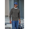 COOFANDY Men’s Sweater Crewneck Pullover Waffle Knit Long Sleeve Sweaters(Dark Grey)