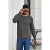COOFANDY Men’s Sweater Crewneck Pullover Waffle Knit Long Sleeve Sweaters(Dark Grey)